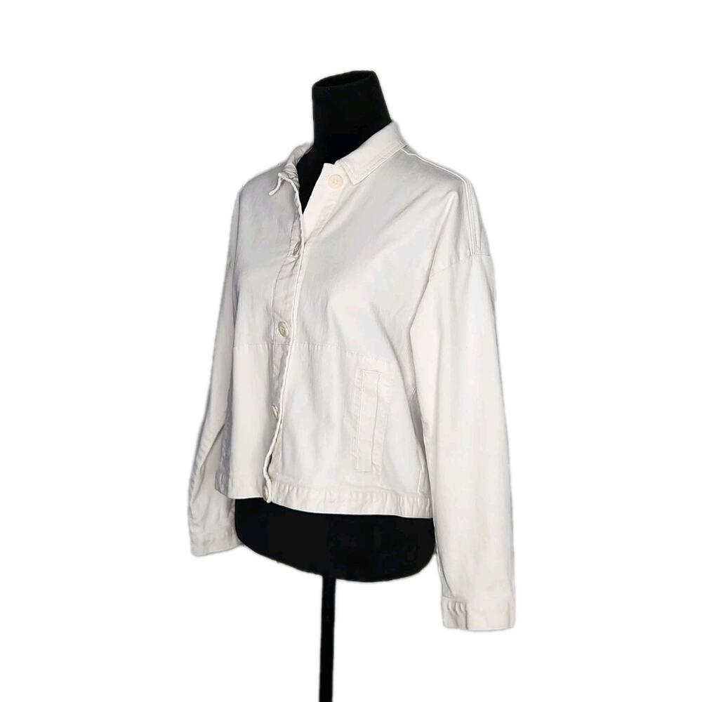 Eileen Fisher Undyed Organic Cotton Denim Jacket White Size Large - Picture 4 of 9